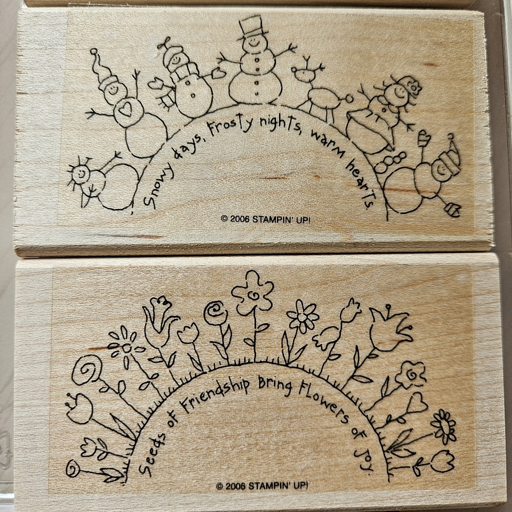 Stampin' Up! "THE WORLD OVER" Wood Mounted Set of 3 Rubber Stamps 2006